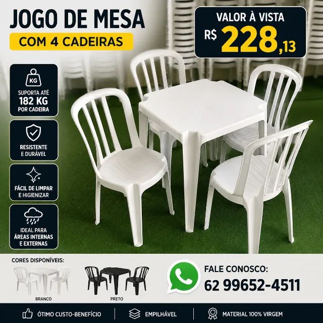 Jogo de mesa com 4 cadeiras