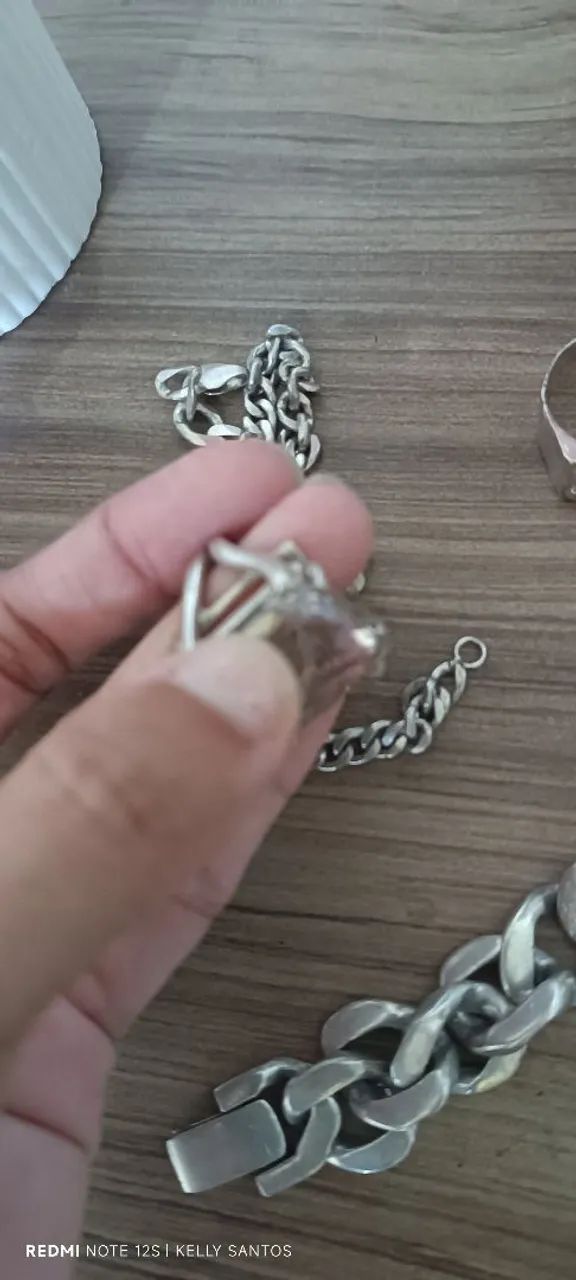 Anel em prata 925 com preta grande lindo - Foto 3