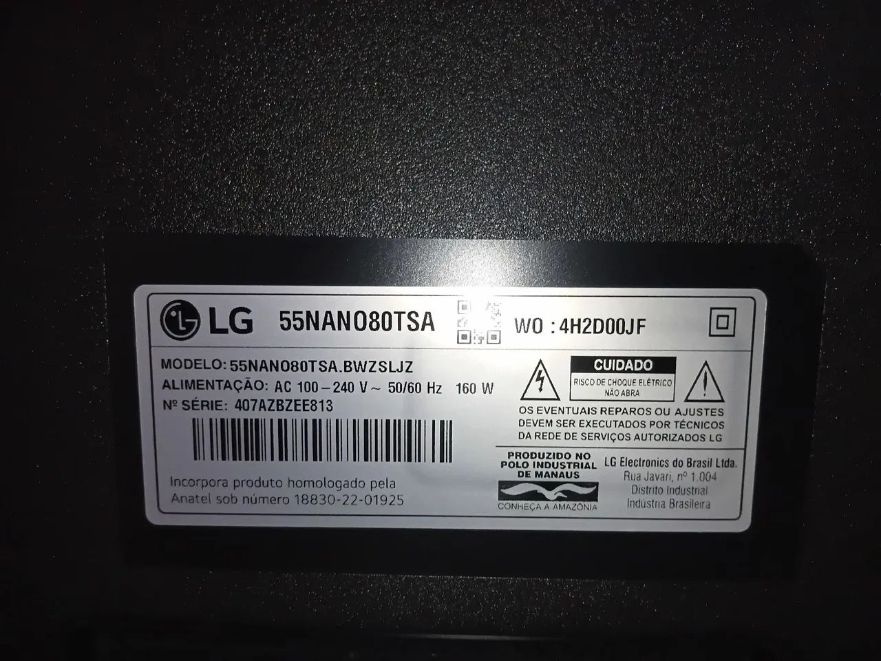 Televisão lg 55 polegadas com defeito 