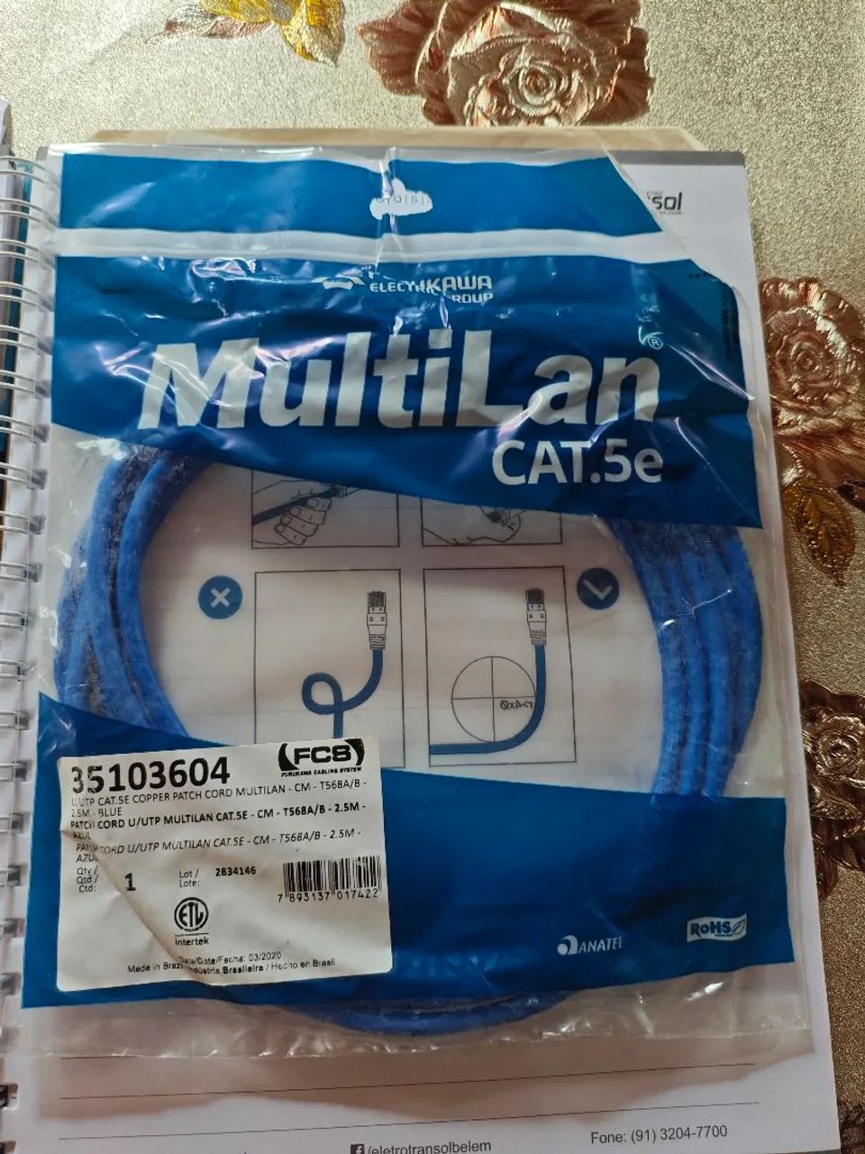 Patch Cord Furukawa cat5 2.5 metros azul - Foto 2