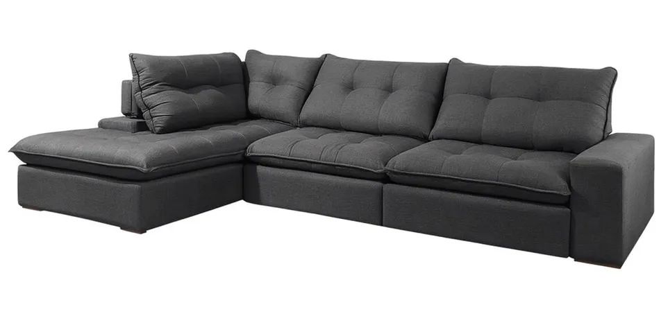 Sofá com Chaise Linho Molas Ensacadas ENTREGA RAPIDA