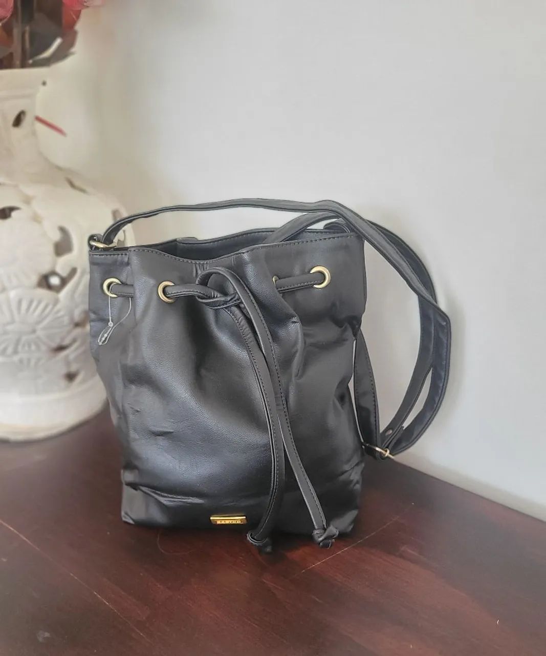 Bolsa Saco sestini preta cordão 