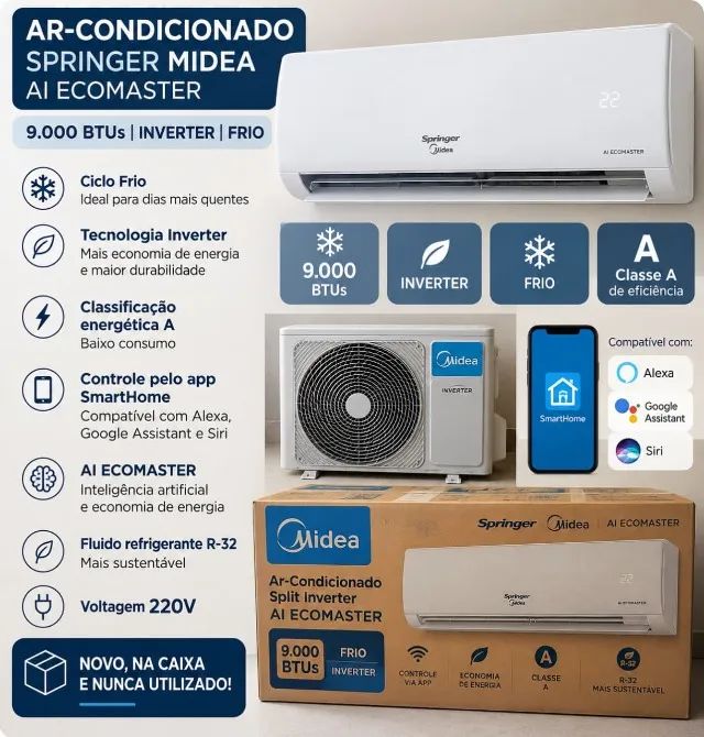 AR-CONDICIONADO SPRINGER MIDEA ECOMASTER (NOVO E NA CAIXA)