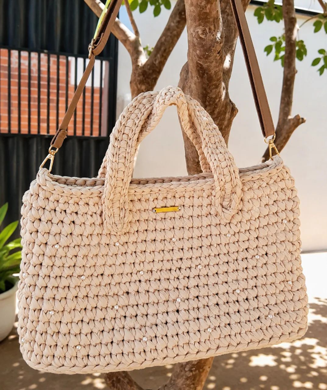 Bolsa De Crochê Fio De Malha (Nova). - Foto 2