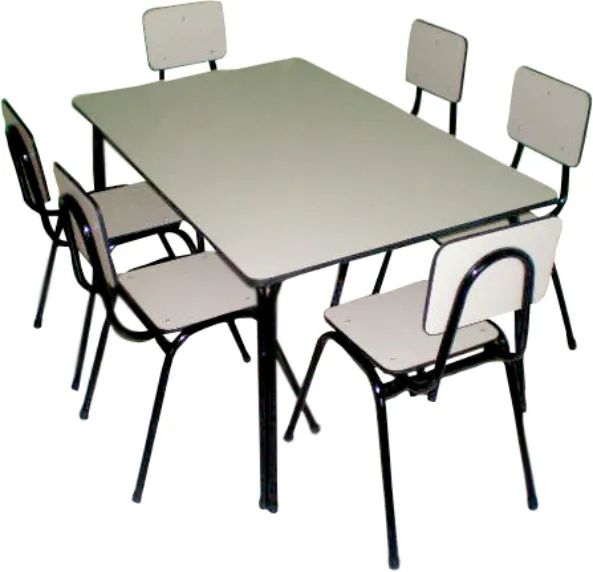 Mesa retangular com 6 cadeiras - escolar - fórmica branca - juvenil/adulto