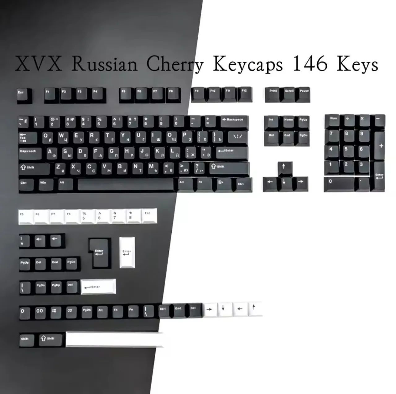 Keycaps XVX Preto e Branco Russo - Foto 2
