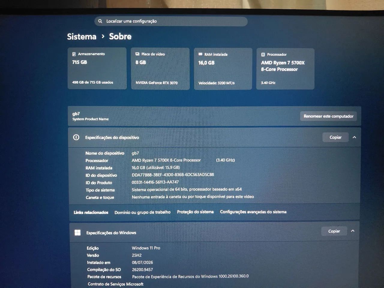Computador PC Gamer - Ryzen 7 5700X