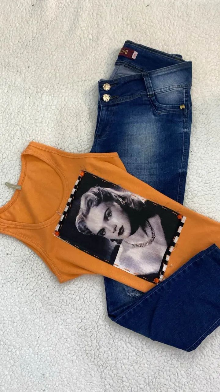 Conjunto de calça jeans Biotipo e regata Long Marfinno TAM 46 - Foto 5