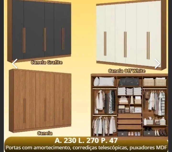 Guarda roupa de casal moderno e bem dividido 