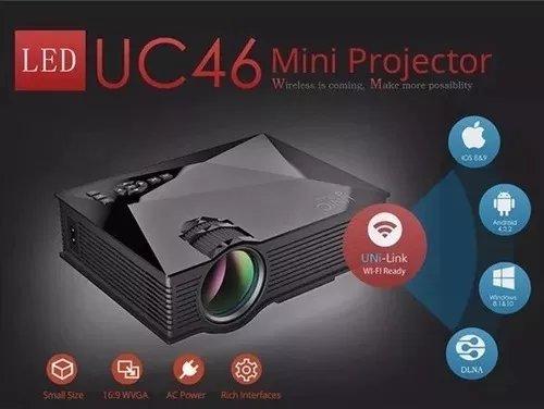 Mini Projetor Uc46 Hdmi 130 Polegadas