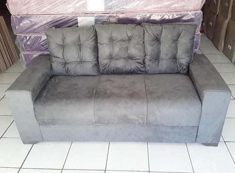 Peça Hoje e Receba No Mesmo Dia Lindo Sofa 3 Lugares Com Almofadas Novo Apenas 479,00 - Foto 3