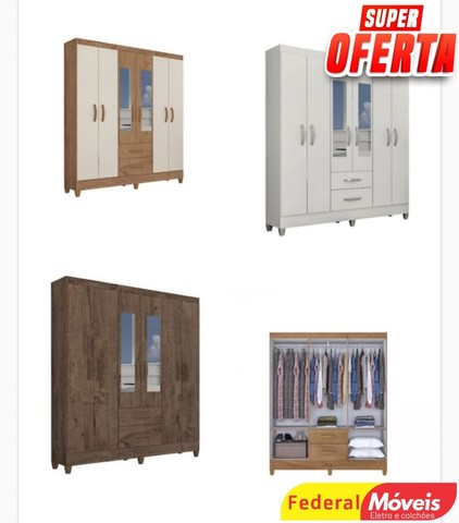 Guarda roupa casal 6 portas com espelho real - novo - entregamos Temos crediário 