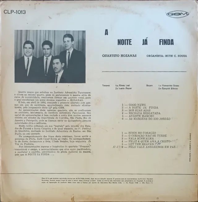 Lp Disco Evangélico Luiz de Carvalho e Quarteto Hozanas - A Noite Já Finda - raro - Foto 2