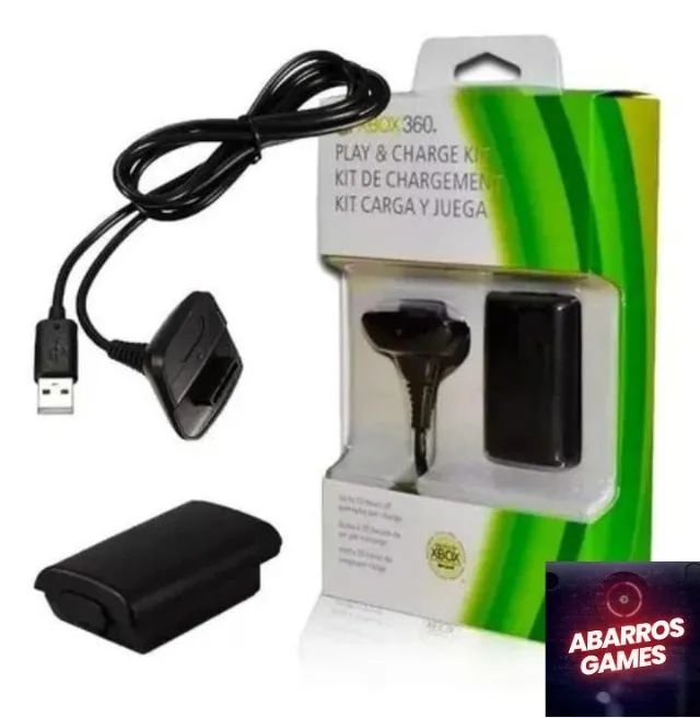 Cabo Carregador + Bateria Controle Xbox 360