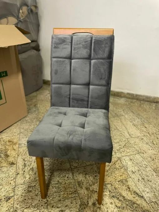 Kit Conjunto2 Cadeiras madeira Maciça Lara Mel/Grafite - Foto 2