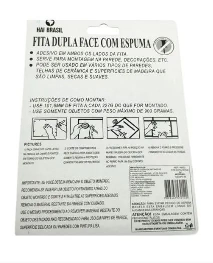 Fita Dupla Face Com Espuma 1,8cmx2m Supor Ate 900g Had2 Hai Brasil - Foto 2
