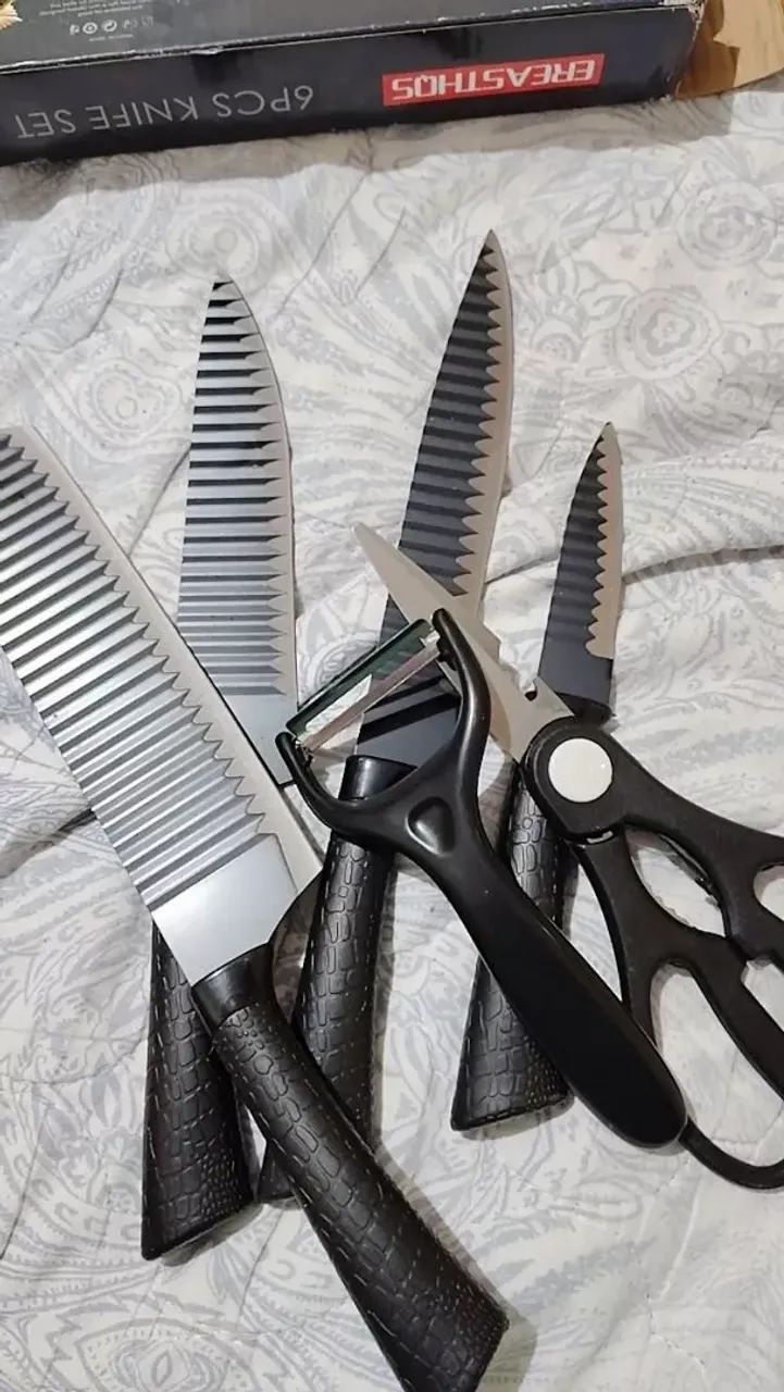 Kit 6 Peças Facas Antiaderente - Novo 