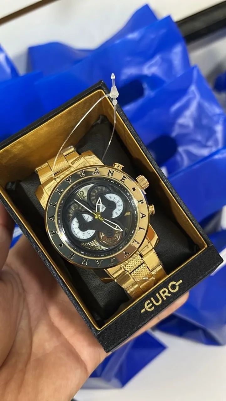 Relógio resistente água dourado masculino  - Foto 5