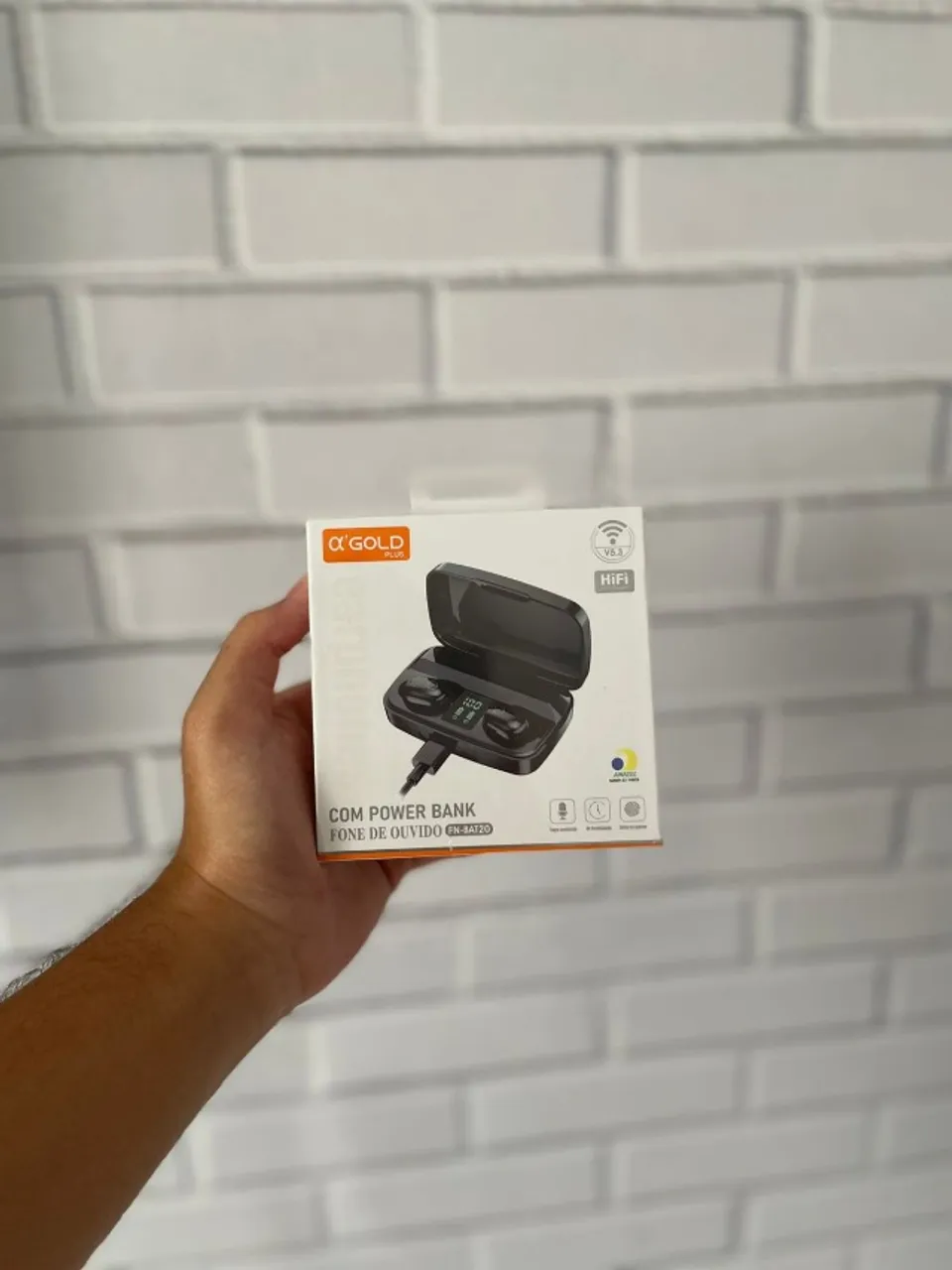 Fone Bluetooth AGOLD BAT20 com PowerBank de 1200mAH (Fazemos entregas!)