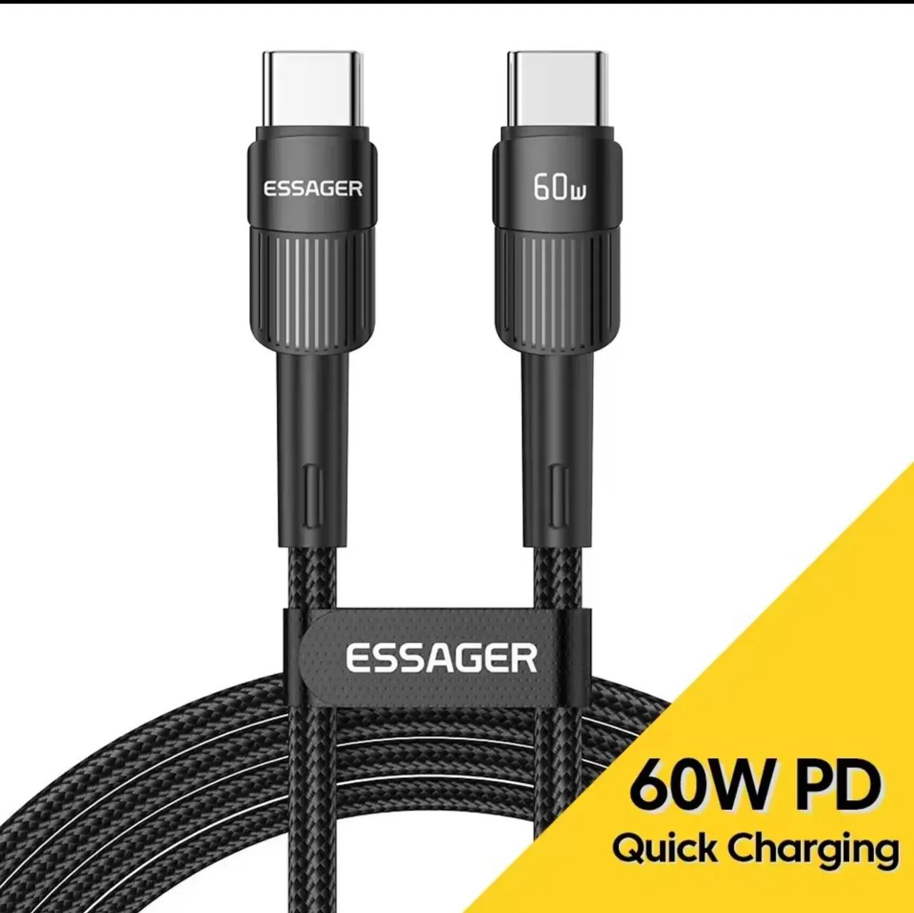 Cabo USB-C 60W PD - Carregamento Rápido