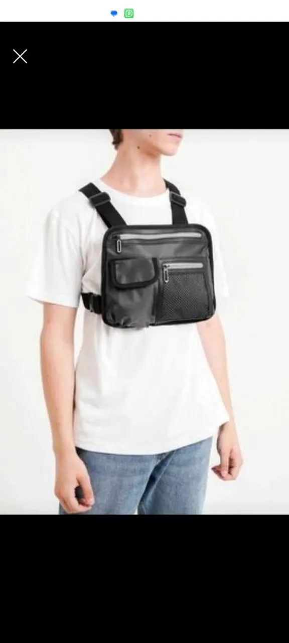 Pochete Peito Masculina - Estilo Streetwear - Azul - Foto 3