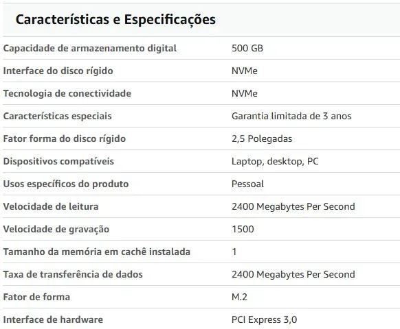 Memória para computador, SSD WD Green SN350 500GB NVMe M.2 2280  - Foto 2