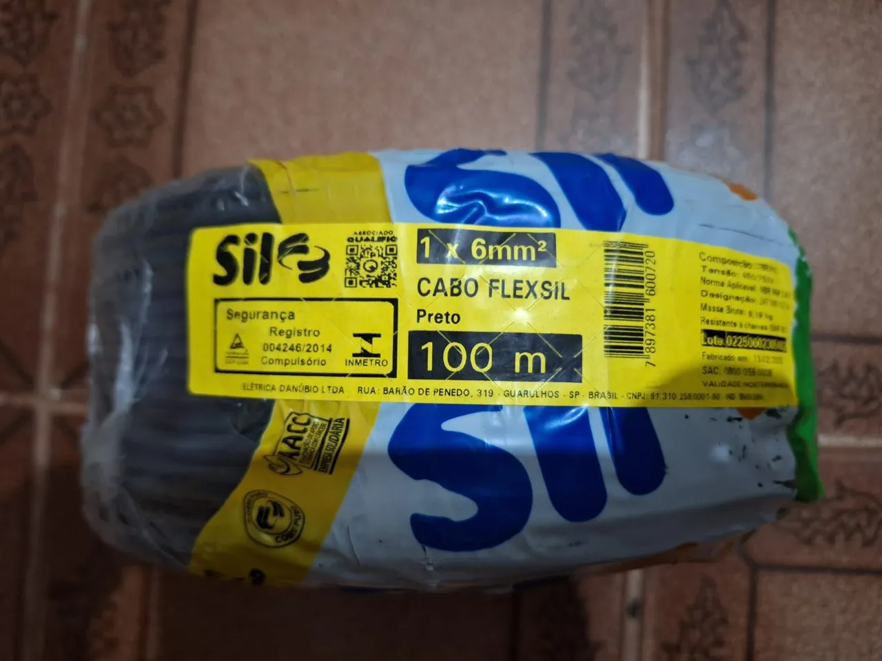 Cabo Flexsil 1x6mm² Preto 100m