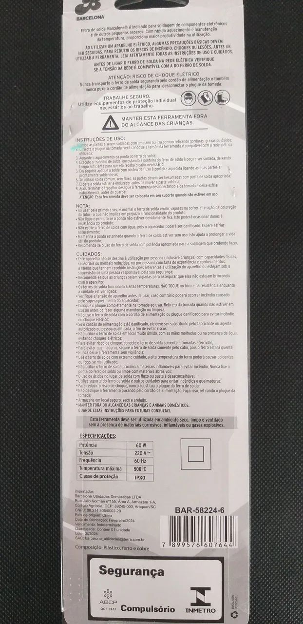 60w Ferro de Solda 220V - Novo - Foto 2