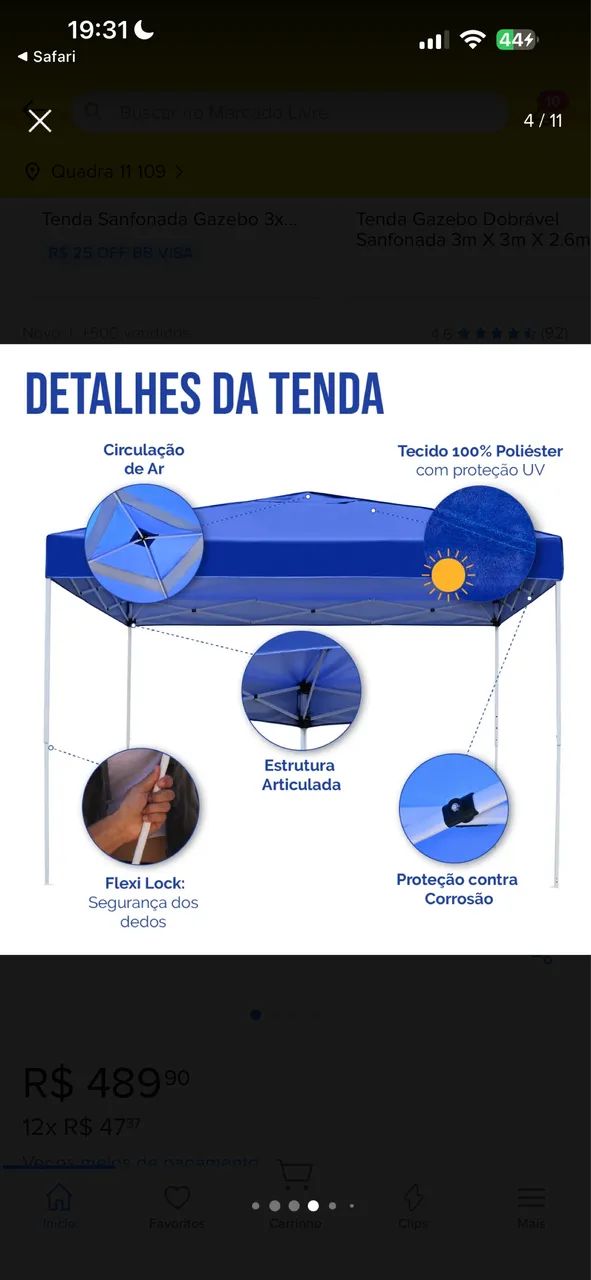 Tenda Gazebo Articulada Dobrável 3x3 - Foto 6