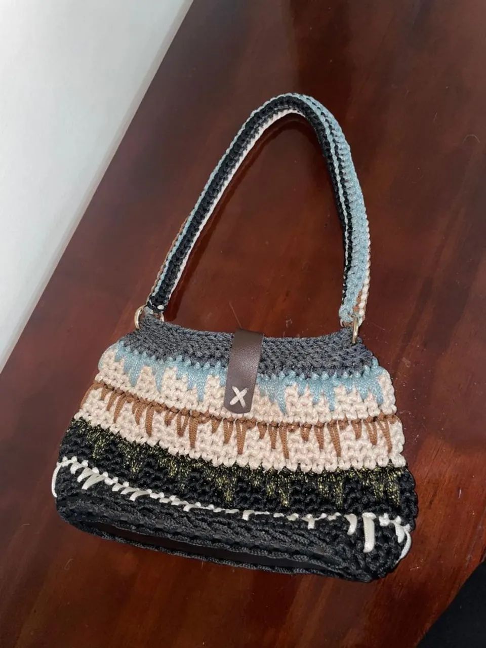 Bolsas de tela e  malha de croche. - Foto 3