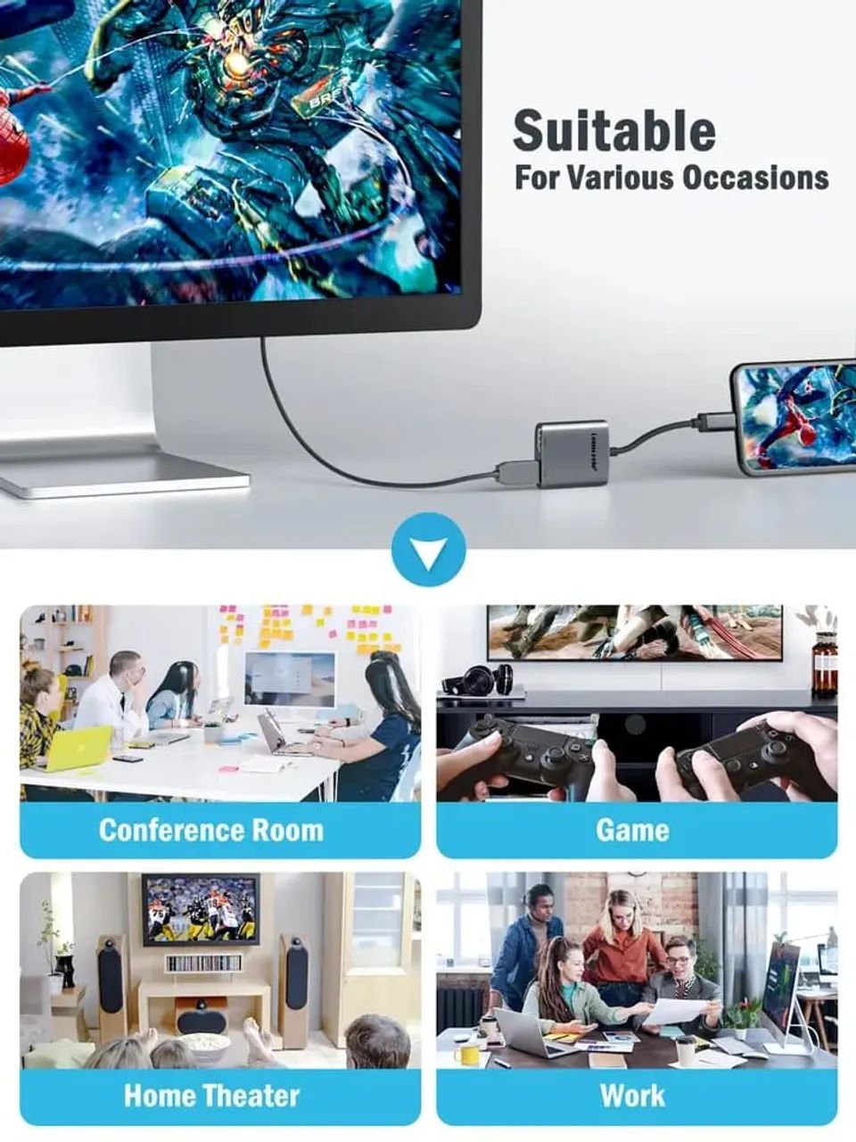 Conversor Tipo C para HDMI duplo, expansão de monitores - Foto 3