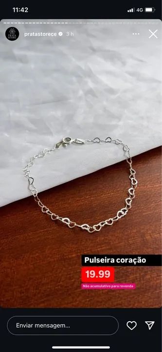 Pulseira Prata 925 Coração - Foto 4