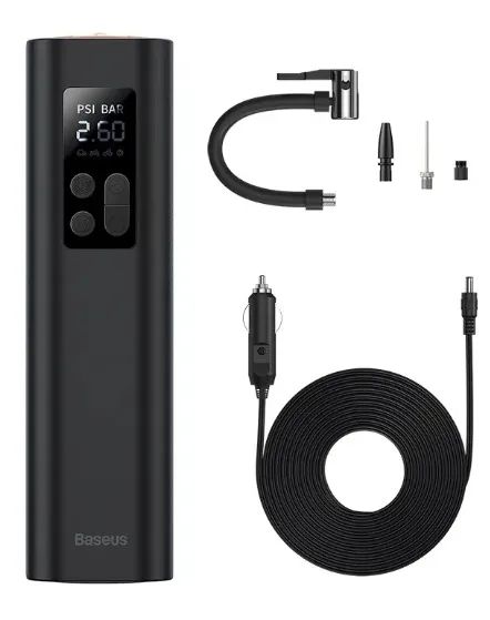 Mini compressor de ar portátil Baseus para carro, cor preta