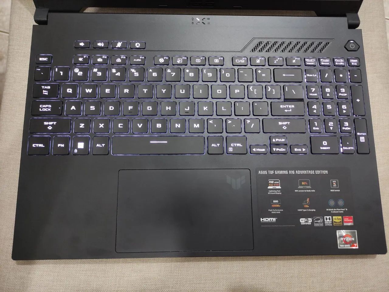 Notebook Gamer ASUS TUF Gaming A16 com Ryzen 7 7735HS, Radeon RX