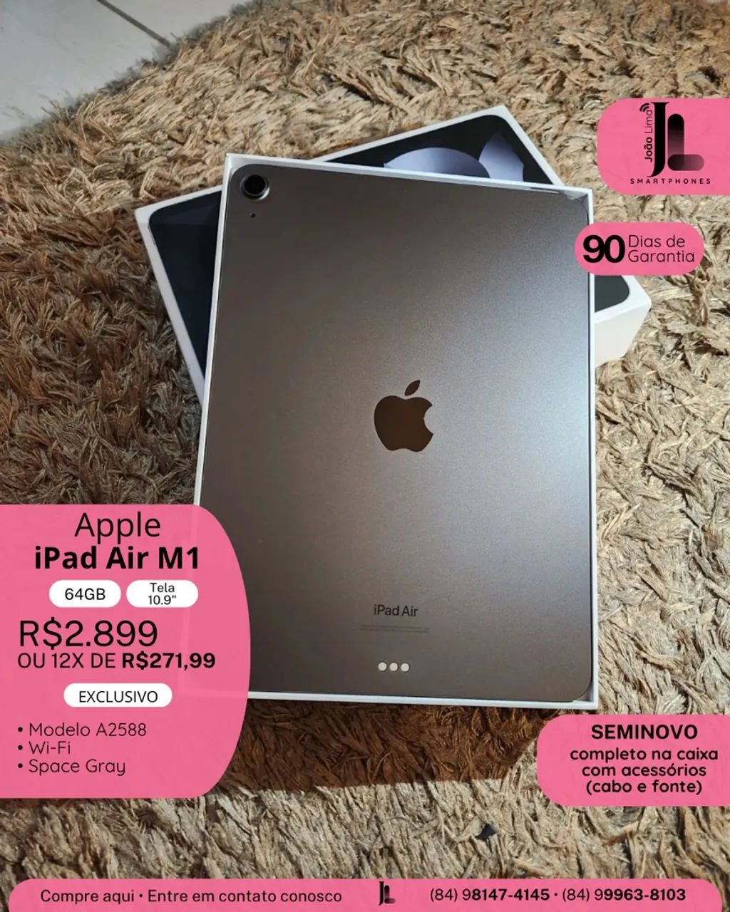 IPAD AIR M1, 64GB, TELA 1O.9?,  SEMINOVO, EXCLUSIVO!