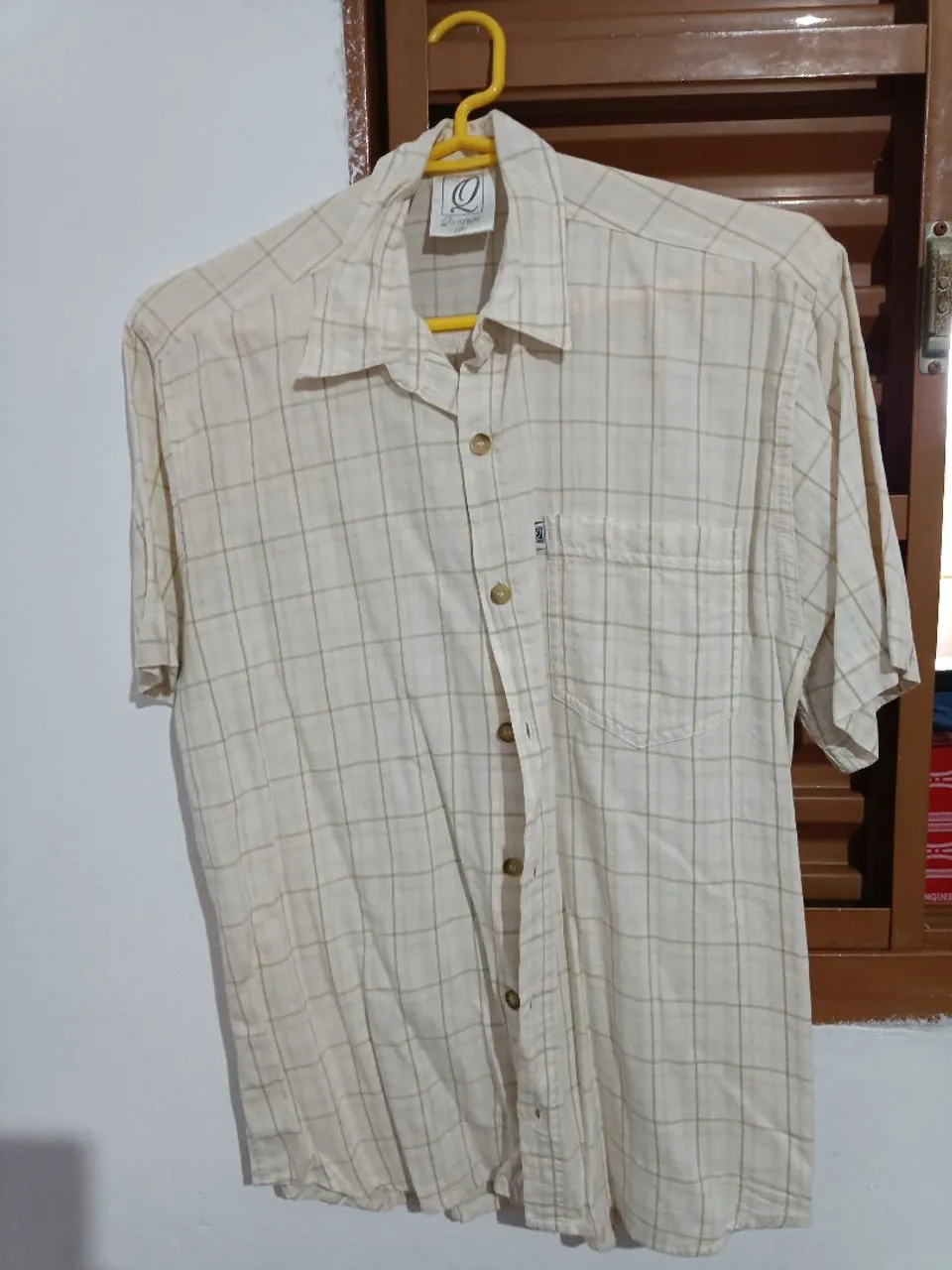 Camisa Social Listrada Manga Curta
