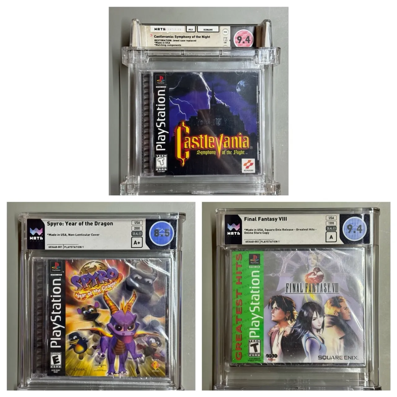 Castlevania Symphony of the Night, Spyro Year of the Dragon e Final Fantasy VIII - Ps1