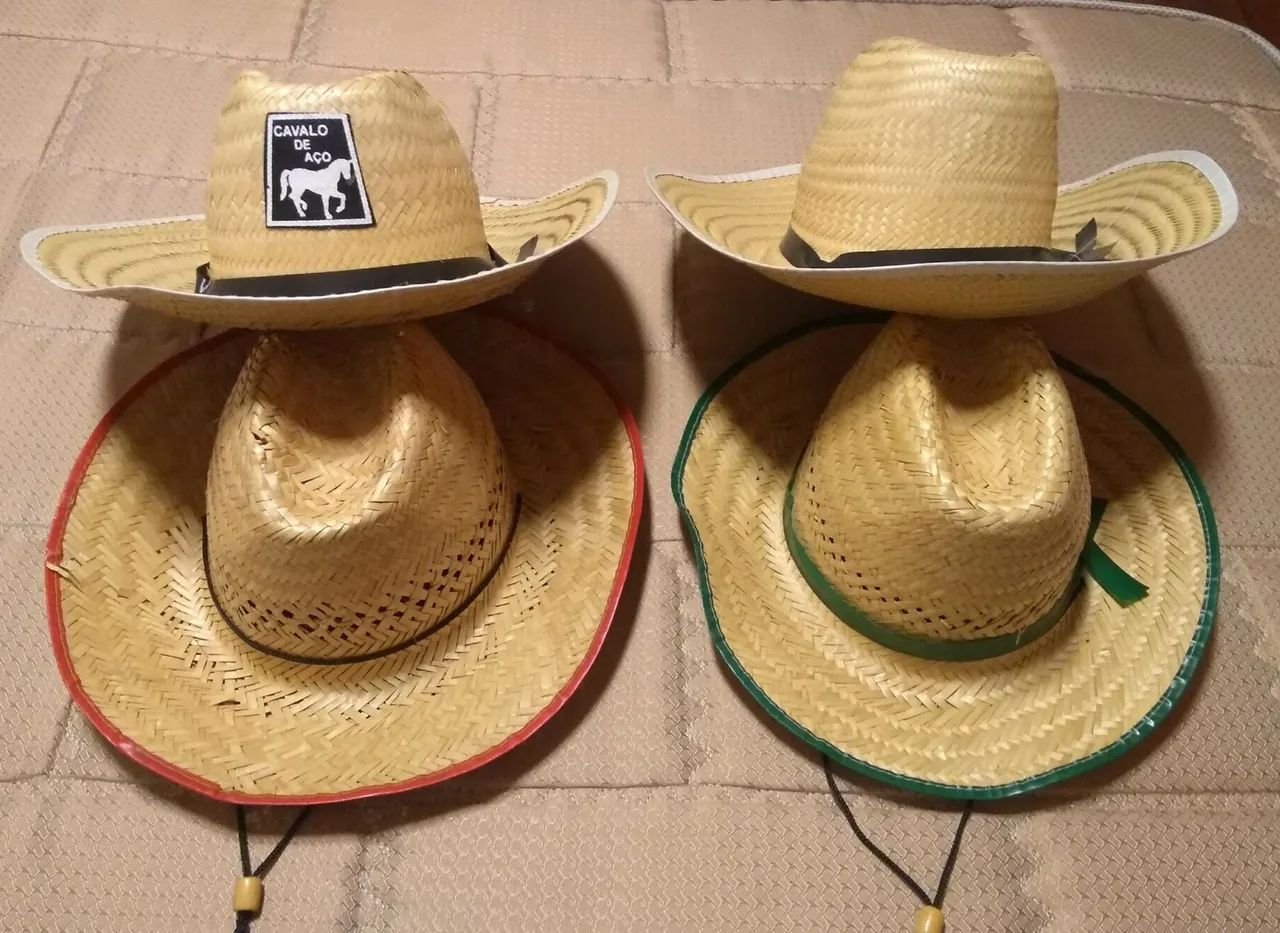 Kit com  12 Chapéus de Palha, Feltro e Fibra - Seminovos - Foto 2
