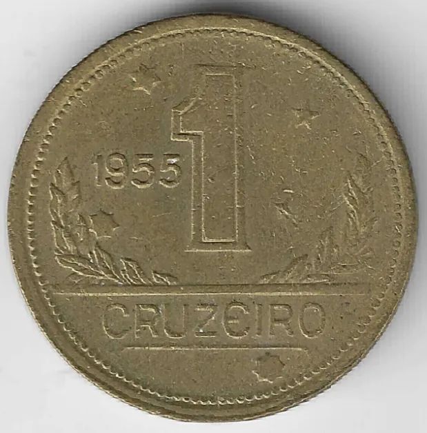 Moeda Colecionável Antiga 1 Cruzeiro Anômala com Rotação de Cunho Anverso Esquerdo (1946)