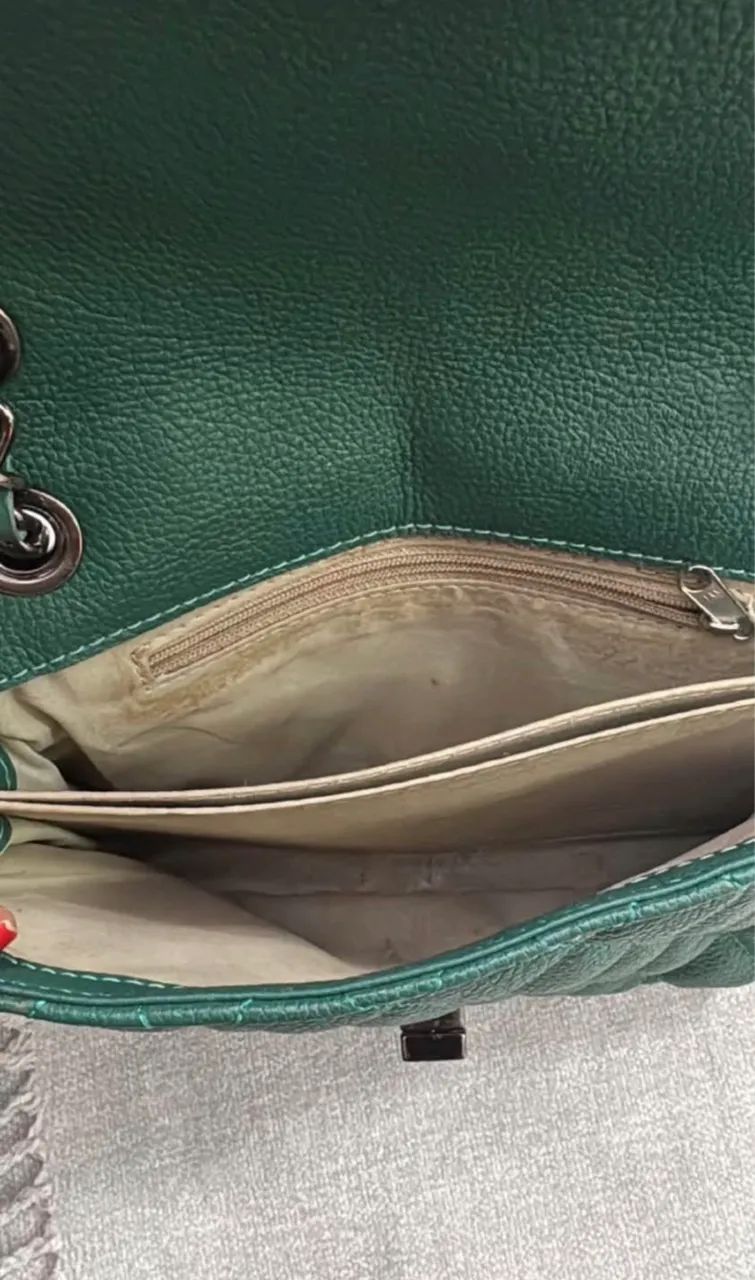 Bolsa Linea Bella em Couro Legítimo Verde - Foto 5