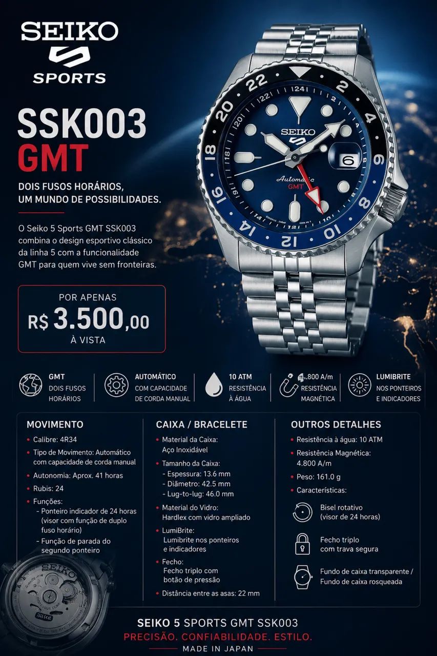 Relógio Seiko Batman GMT SSK003 - Foto 4