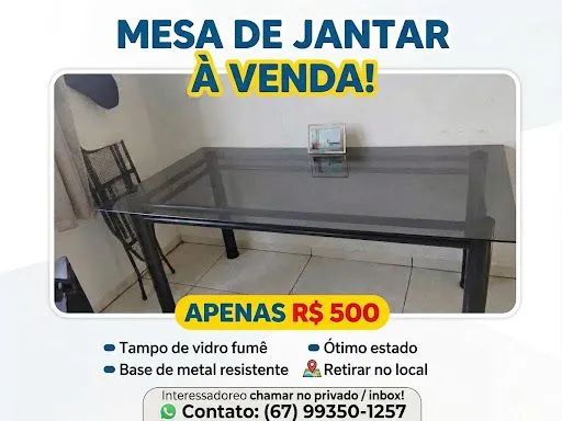 Mesa de vidro em excelente estado 