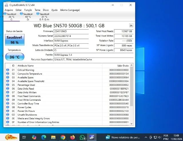 Ssd Western Digital Blue Sn570 M.2 2280 Nvme 3500mb/S- Wds500g3b0c 500Gb - Foto 3