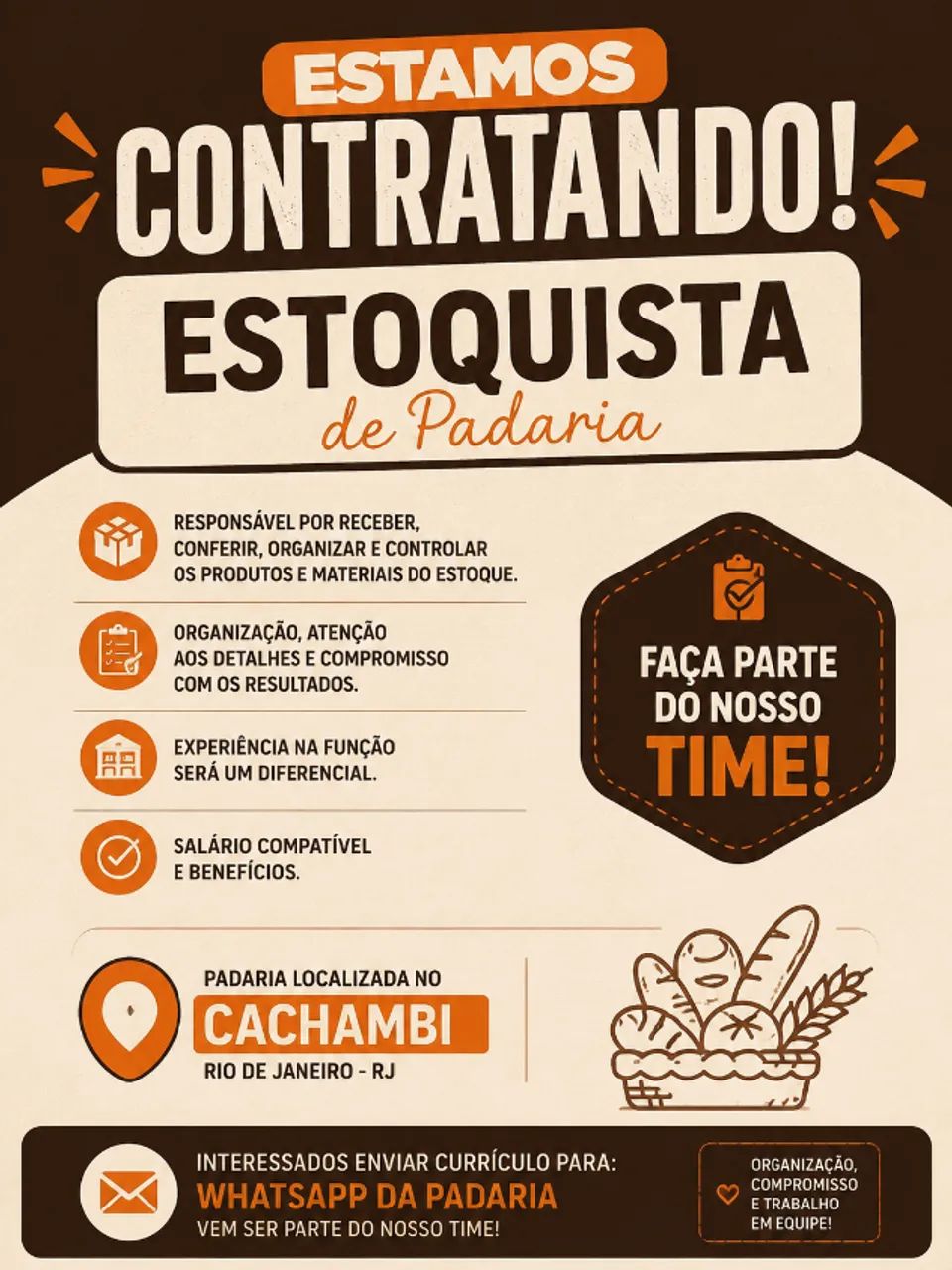 VAGA DE ESTOQUISTA COM EXPERIÊNCIA 