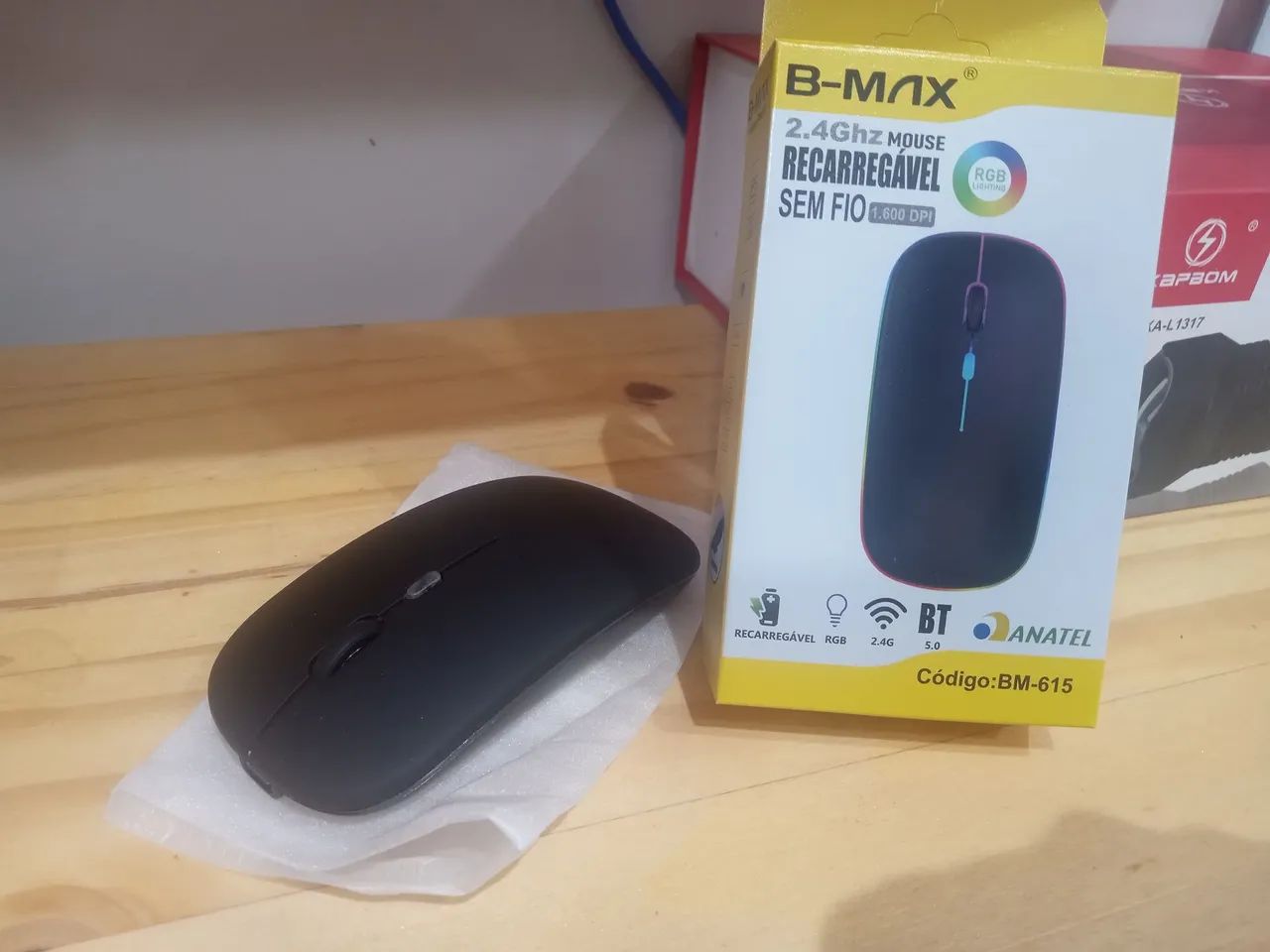 Mouse Sem Fio Recarregável Bmax/Peining BM-615 Bluetooth 2.4GHz Preto - Foto 4