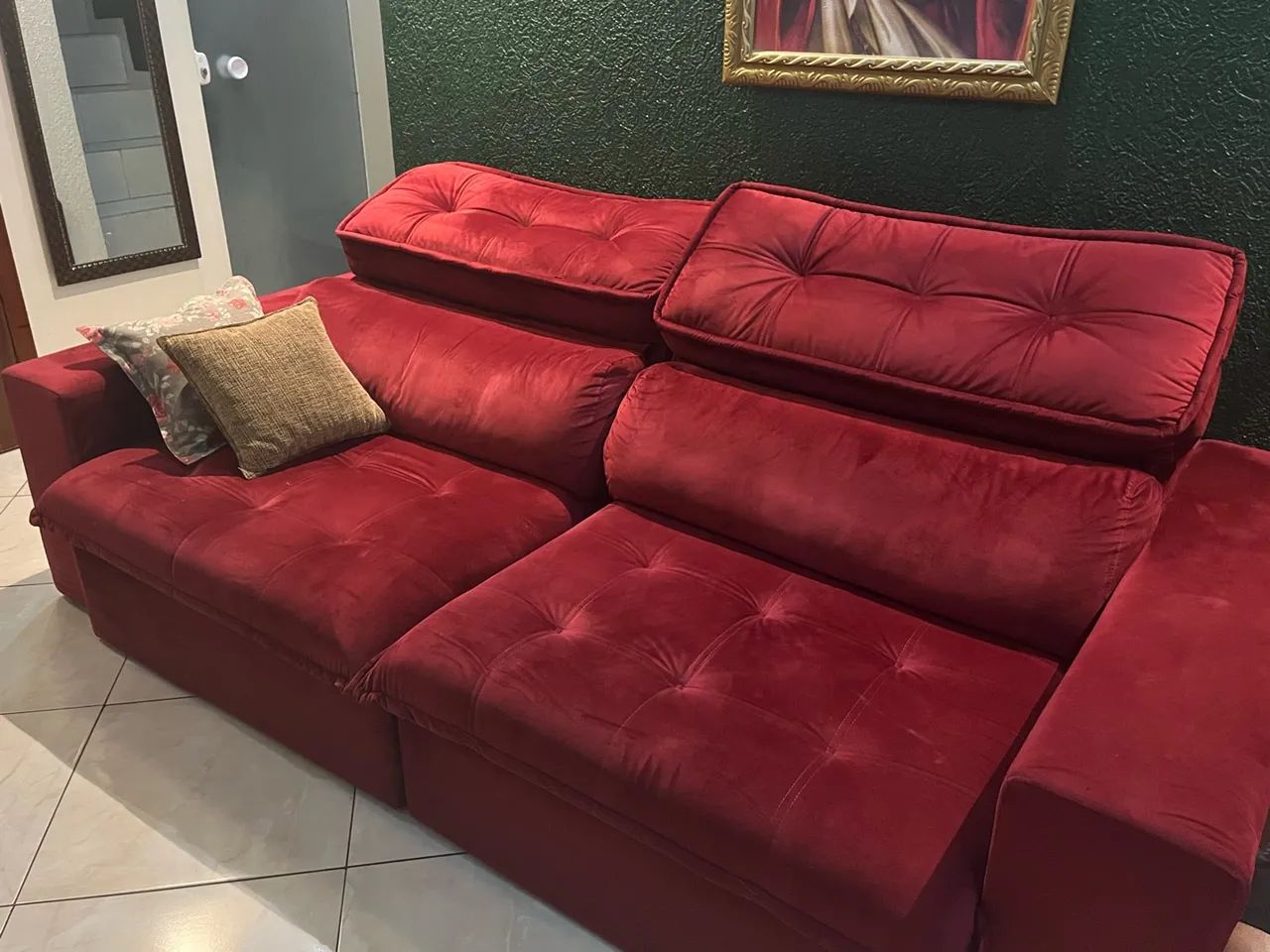 Sofá cama vinho 4 lugares 