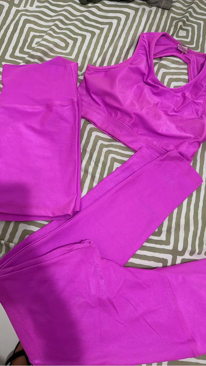 short top e calça rosa P 