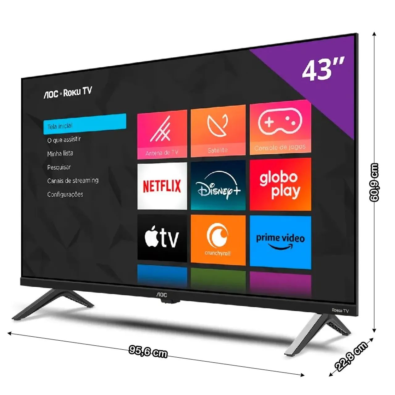 Smart TV 43" AOC Full HD com Roku TV