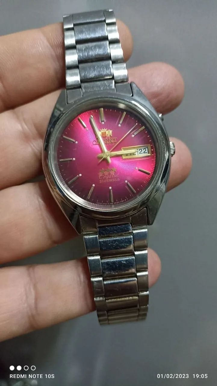 Relógio Orient 3 estrelas vermelho antigo 