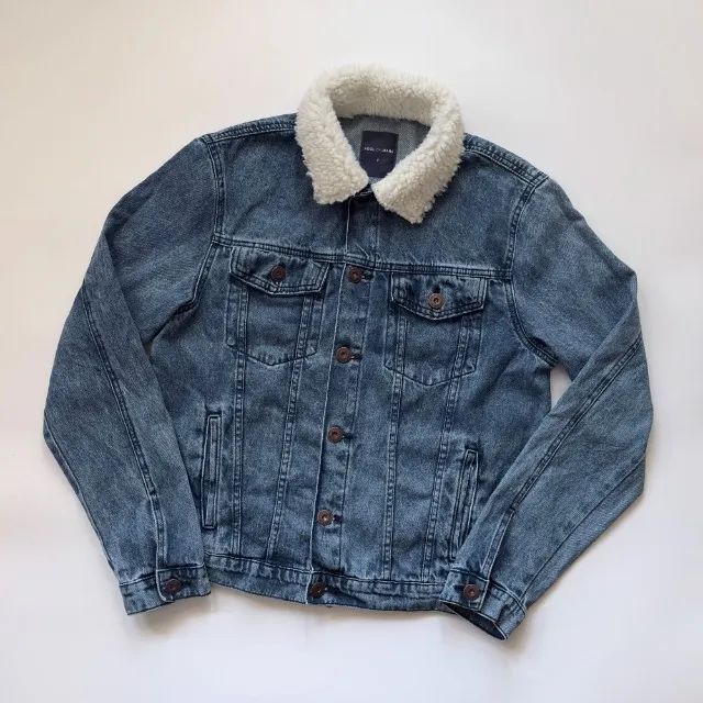 Jaqueta Jeans Masculina Com Gola Sherpa